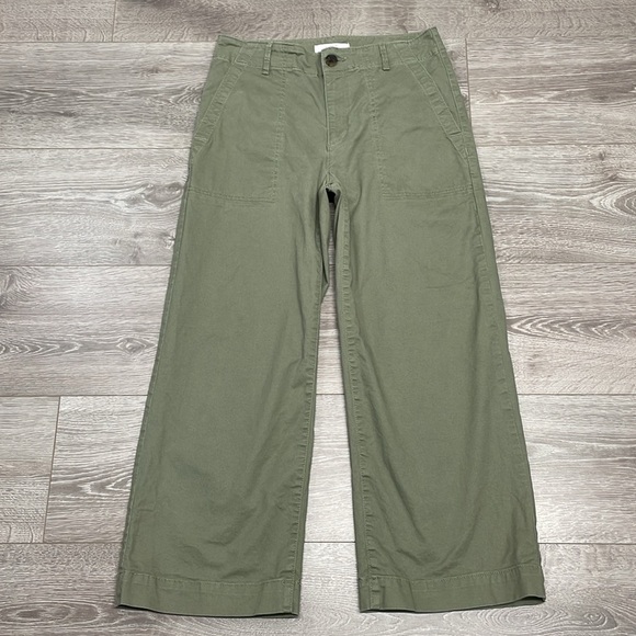 NWOT Loft High Rise Wide Leg Crop Chino Pant Green 4 - Picture 7 of 15